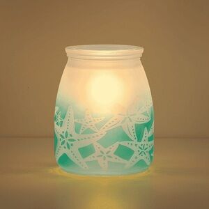 Scentsy Frosted Glass Wax Warmer with Starfish Design - Teal